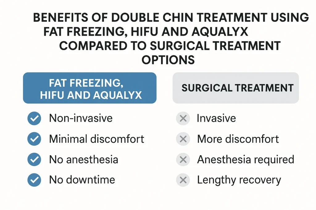 Graphic about the benefits of double chin treatment Beaconsfield - from LA LIPO