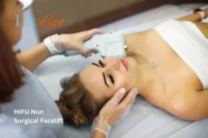Woman having Hi-Fu to reduce wrinkles Beaconsfield.