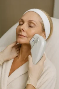 Woman receiving HIFU non surgical facelift treatment Beaconsfield